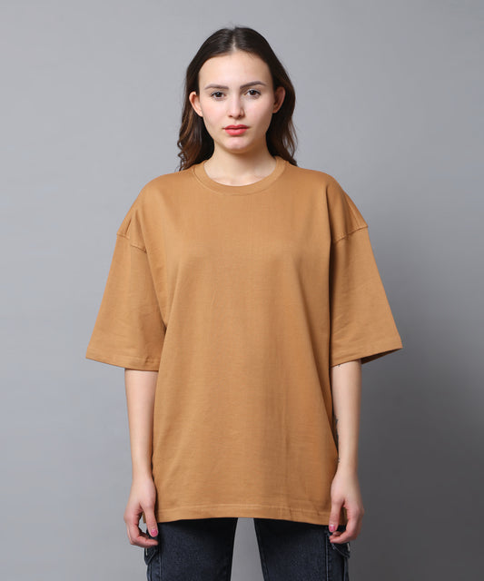Urban Essence Beige : Unisex Looper Oversized Drop-Shoulder T-Shirt