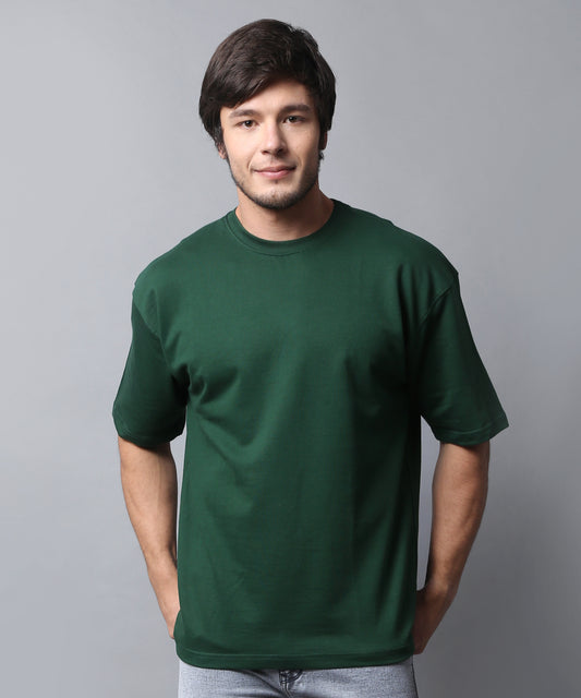 Evergreen Elegance : Unisex Looper Oversized Drop-Shoulder T-Shirt