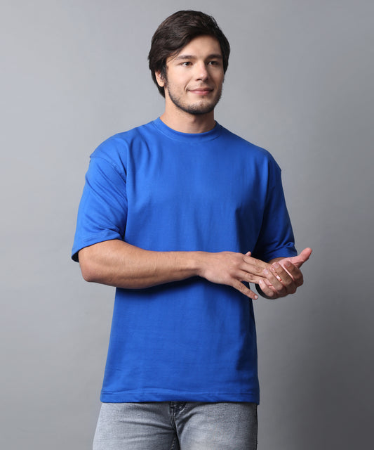 Royal Blue Reverie: Unisex Looper Oversized Drop-Shoulder T-Shirt