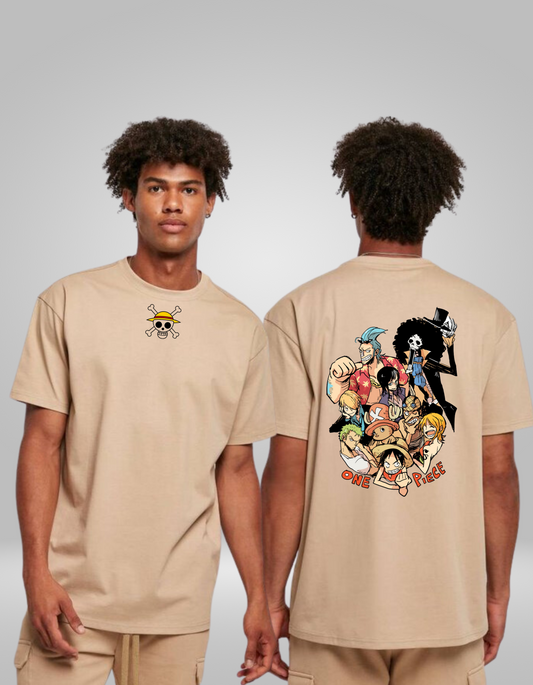 Anime Odyssey Drop-Shoulder Tee: A One-Piece Fusion